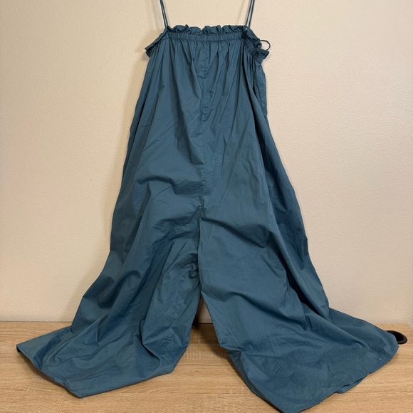 Everlane The Flowy wide leg cotton jumpsuit Sz M blue Oversized - Picture 5 of 8